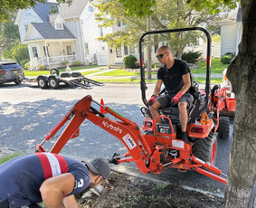 Excavation with backhoe